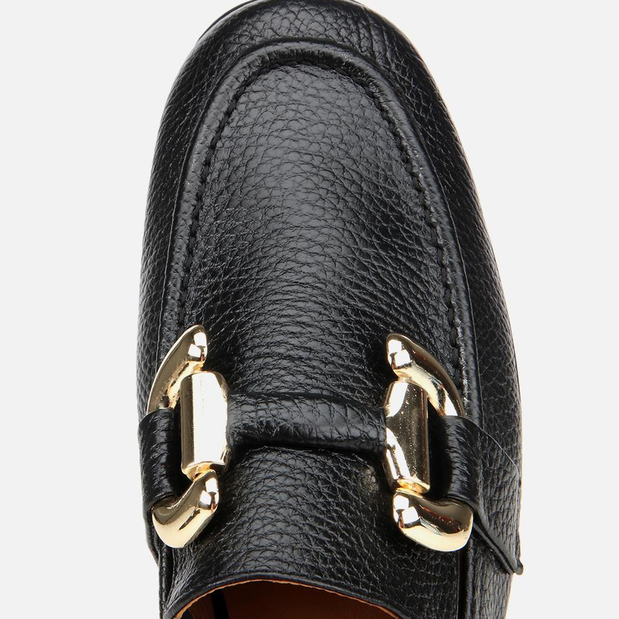 Kadın Deri Siyah Tokalı Klasik Loafer