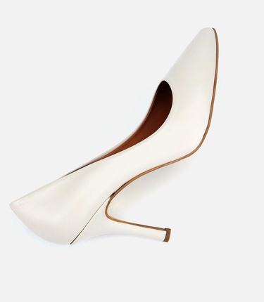  Kadın Deri Ekru Yüksek Topuklu Stiletto
