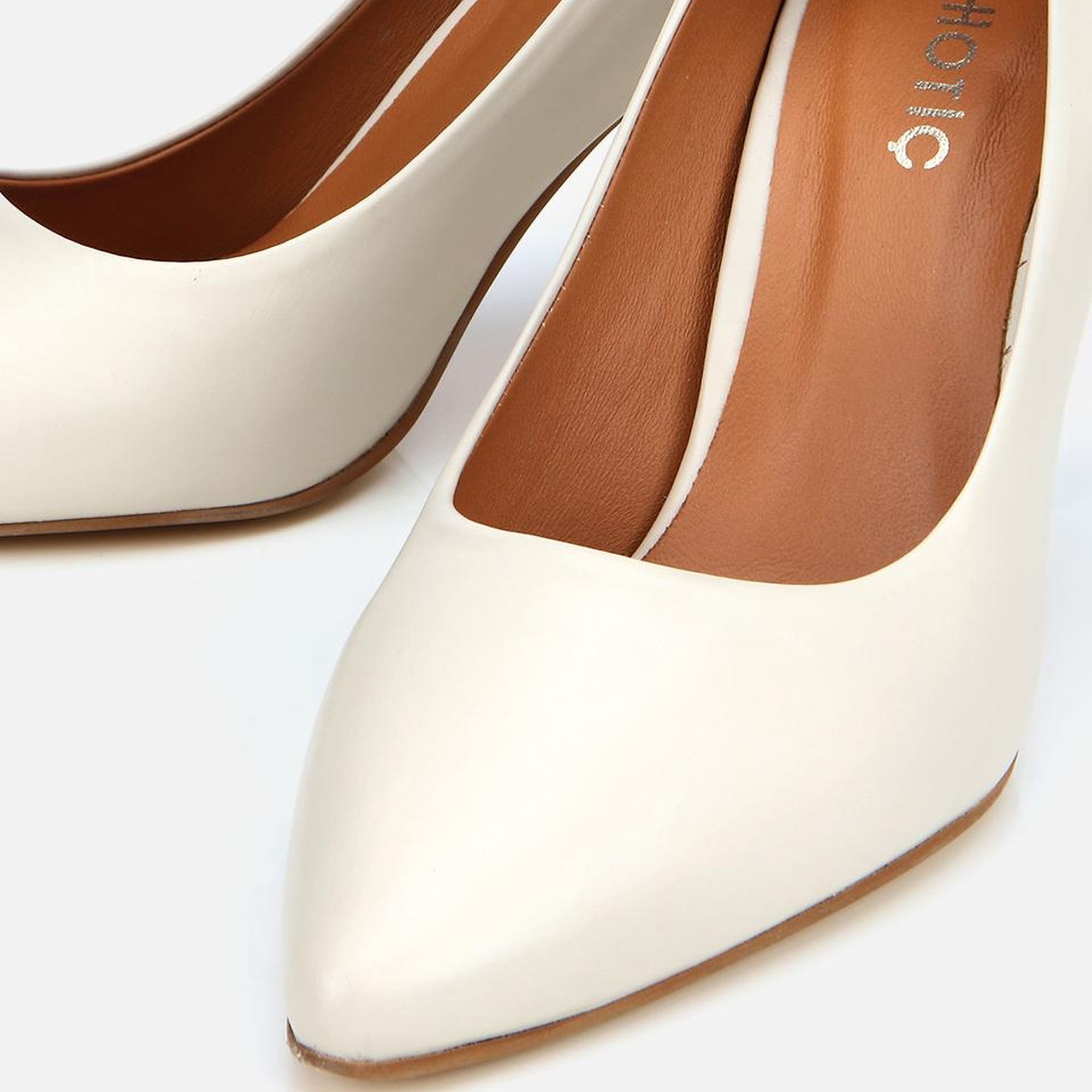 Kadın Deri Ekru Yüksek Topuklu Stiletto