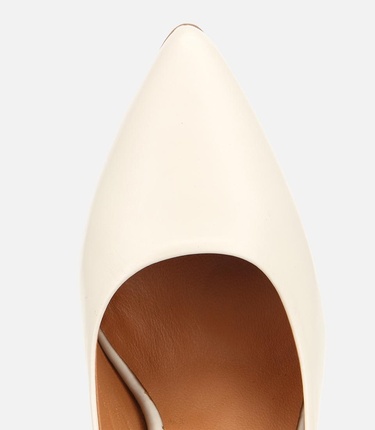  Kadın Deri Ekru Yüksek Topuklu Stiletto