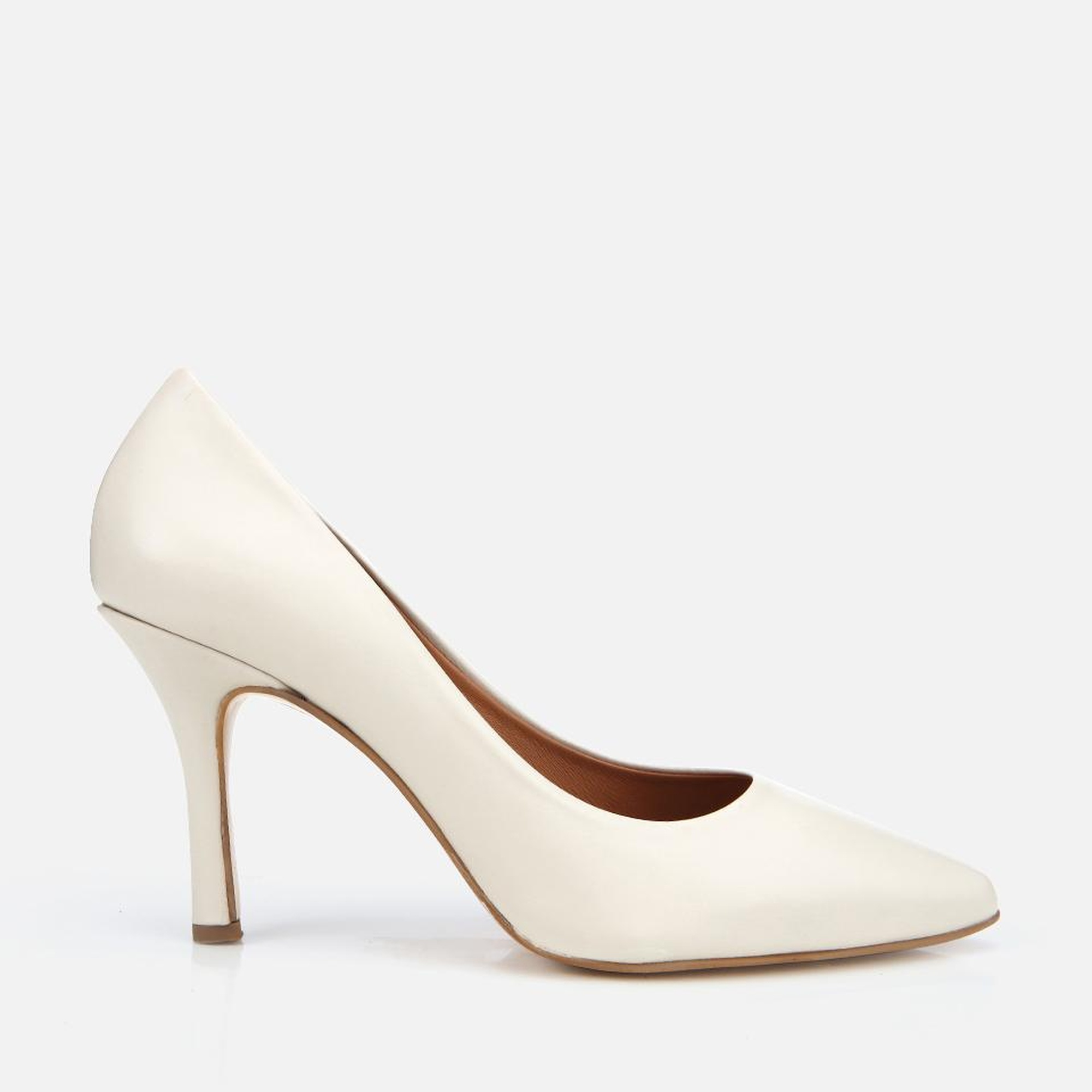 Kadın Deri Ekru Yüksek Topuklu Stiletto