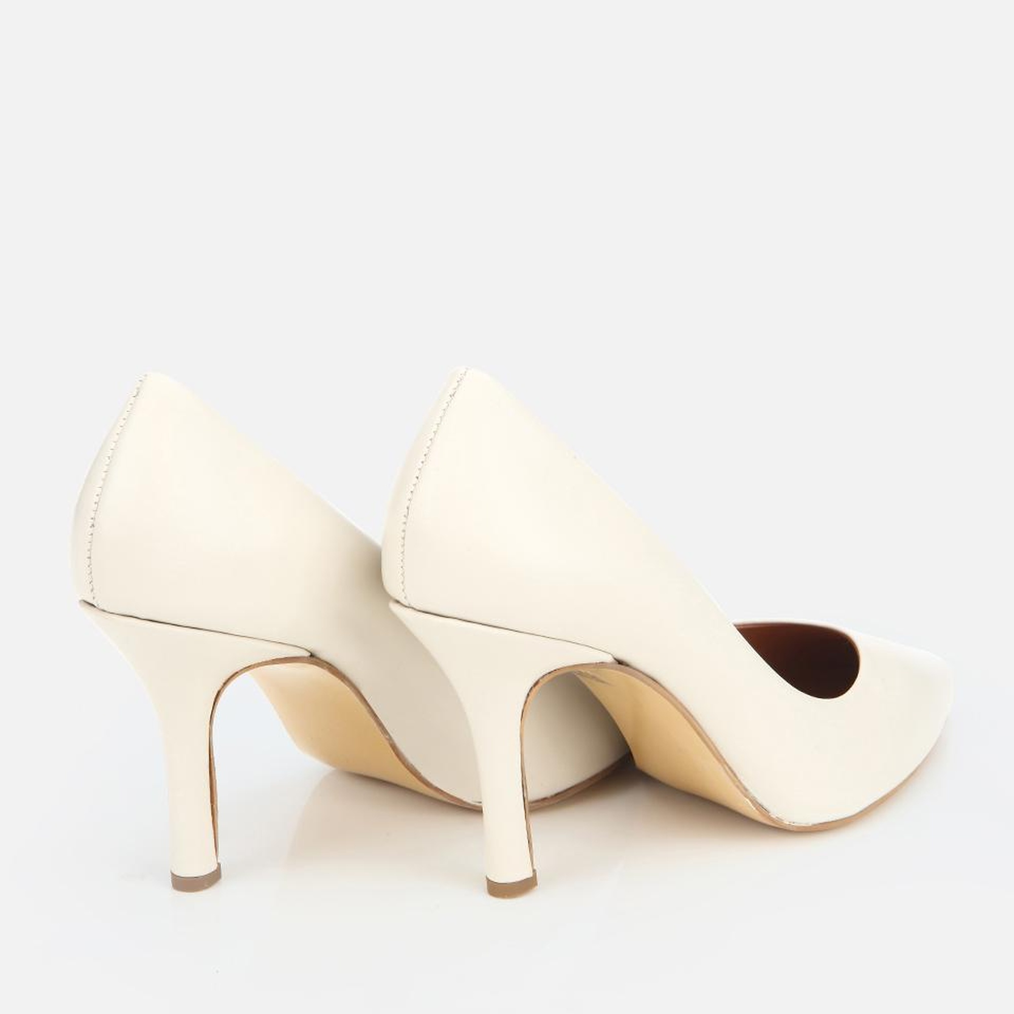 Kadın Deri Ekru Yüksek Topuklu Stiletto