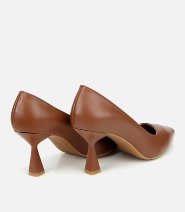  Kadın Deri Taba Esnek Tabanlı Stiletto