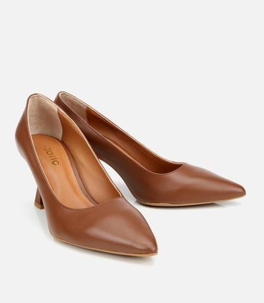  Kadın Deri Taba Esnek Tabanlı Stiletto