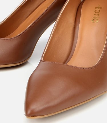  Kadın Deri Taba Esnek Tabanlı Stiletto