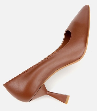  Kadın Deri Taba Esnek Tabanlı Stiletto