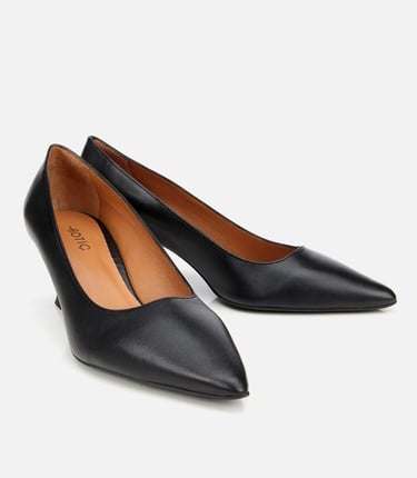  Kadın Deri Siyah Esnek Tabanlı Stiletto