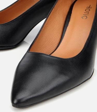  Kadın Deri Siyah Esnek Tabanlı Stiletto