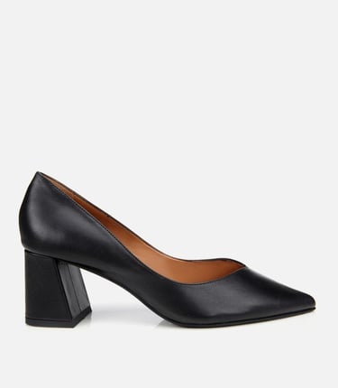  Kadın Deri Siyah Kalın Topuklu Ayakkabı