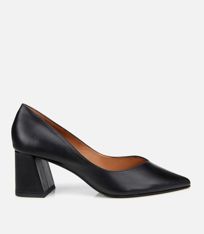  Kadın Deri Siyah Kalın Topuklu Ayakkabı