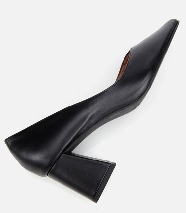  Kadın Deri Siyah Kalın Topuklu Ayakkabı