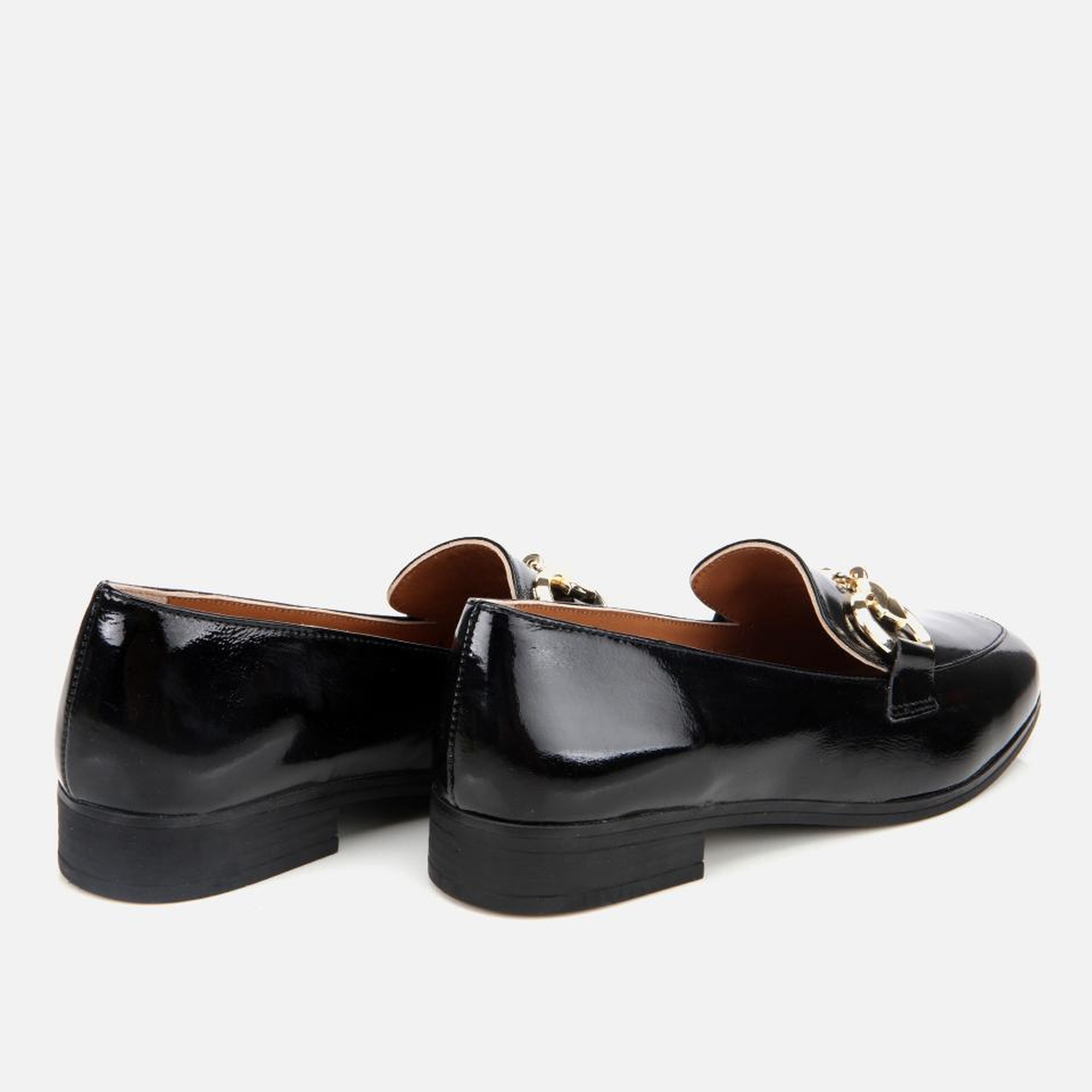 Kadın Rugan Deri Siyah Tokalı Klasik Loafer