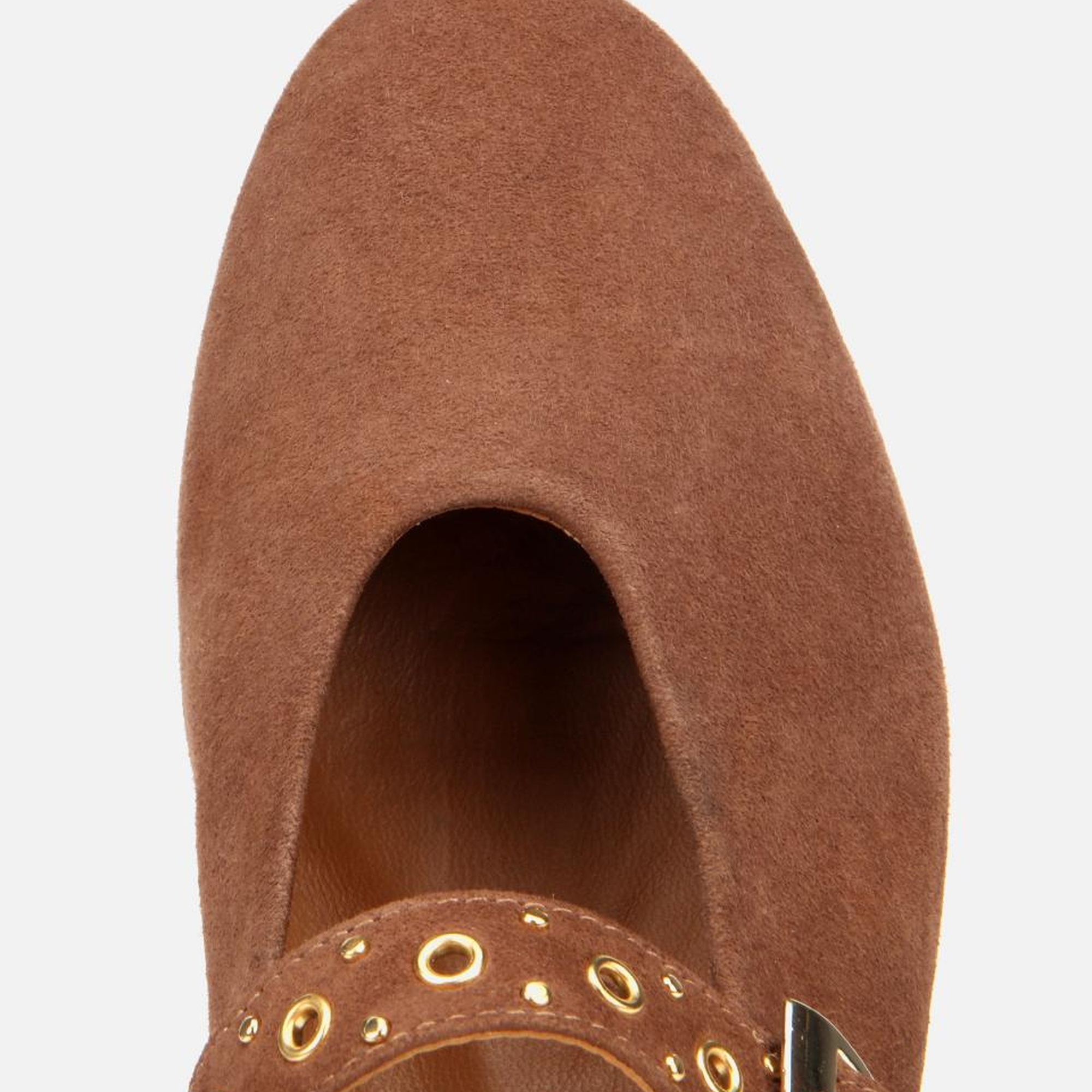 Kadın Süet Deri Açık Kahverengi Mary Jane Kemerli Babet