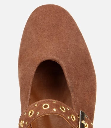  Kadın Süet Deri Açık Kahverengi Mary Jane Kemerli Babet