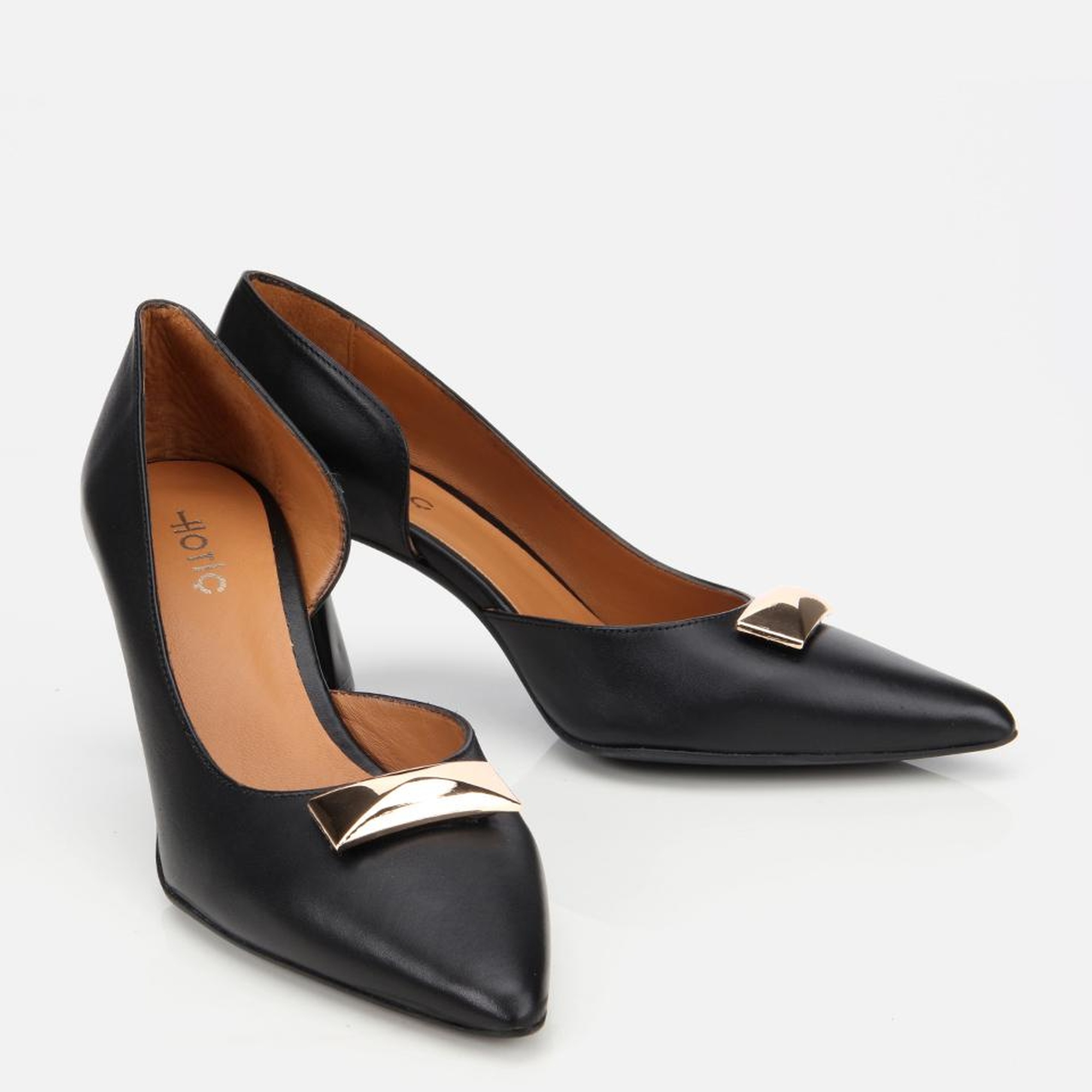 Kadın Deri Siyah Tokalı Stiletto