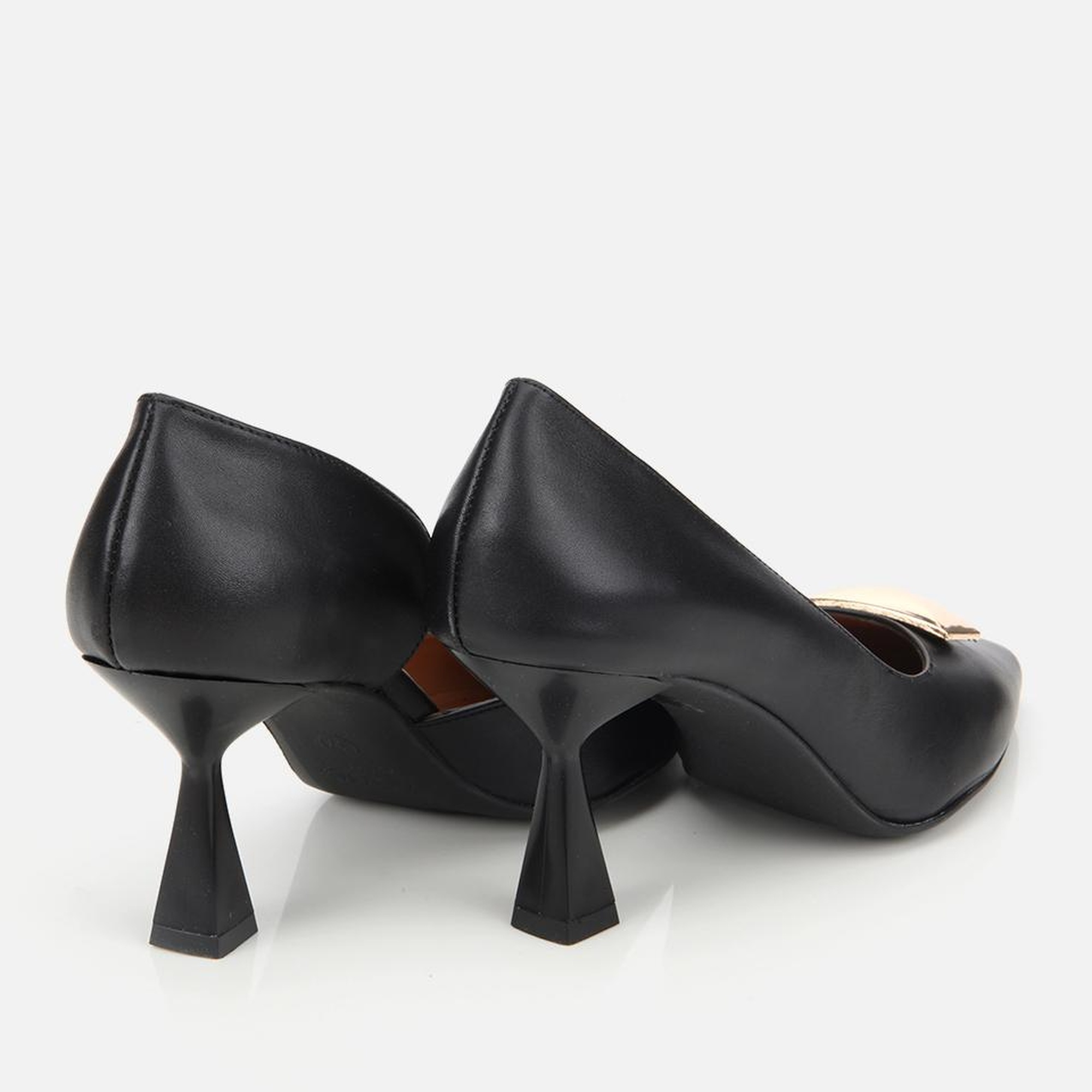 Kadın Deri Siyah Tokalı Stiletto