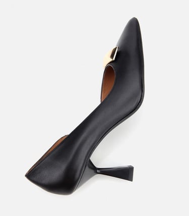  Kadın Deri Siyah Tokalı Stiletto