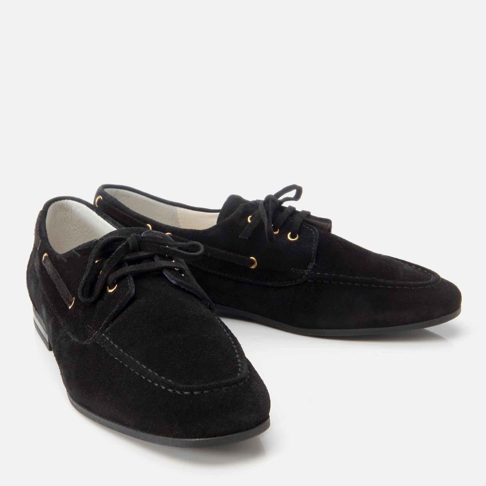 Kadın Süet Deri Siyah Bağcık Detaylı Günlük Loafer