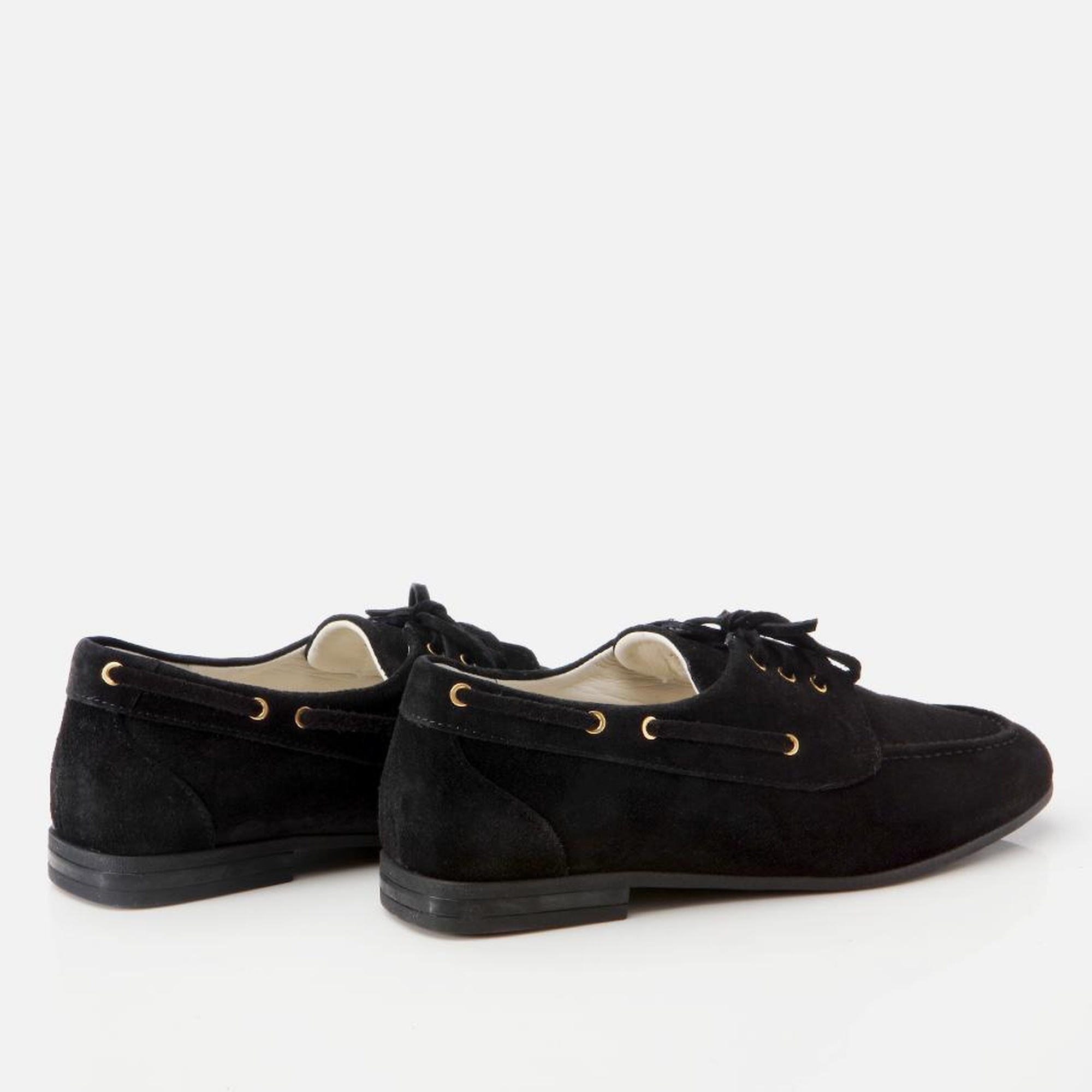 Kadın Süet Deri Siyah Bağcık Detaylı Günlük Loafer