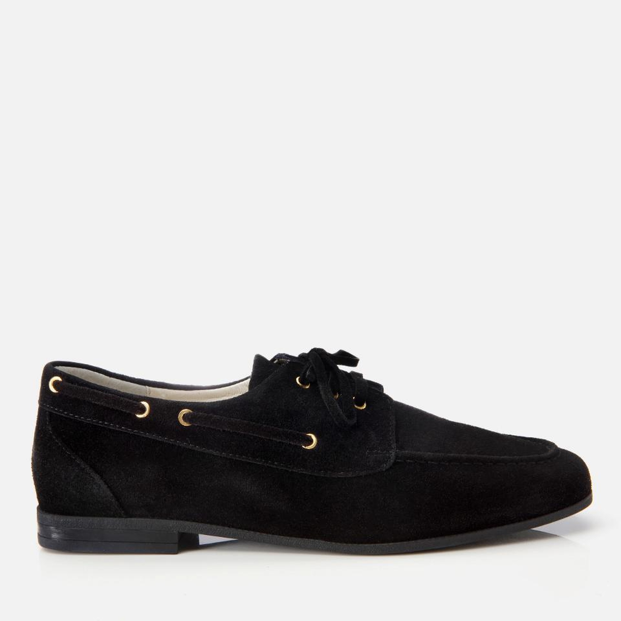 Kadın Süet Deri Siyah Bağcık Detaylı Günlük Loafer