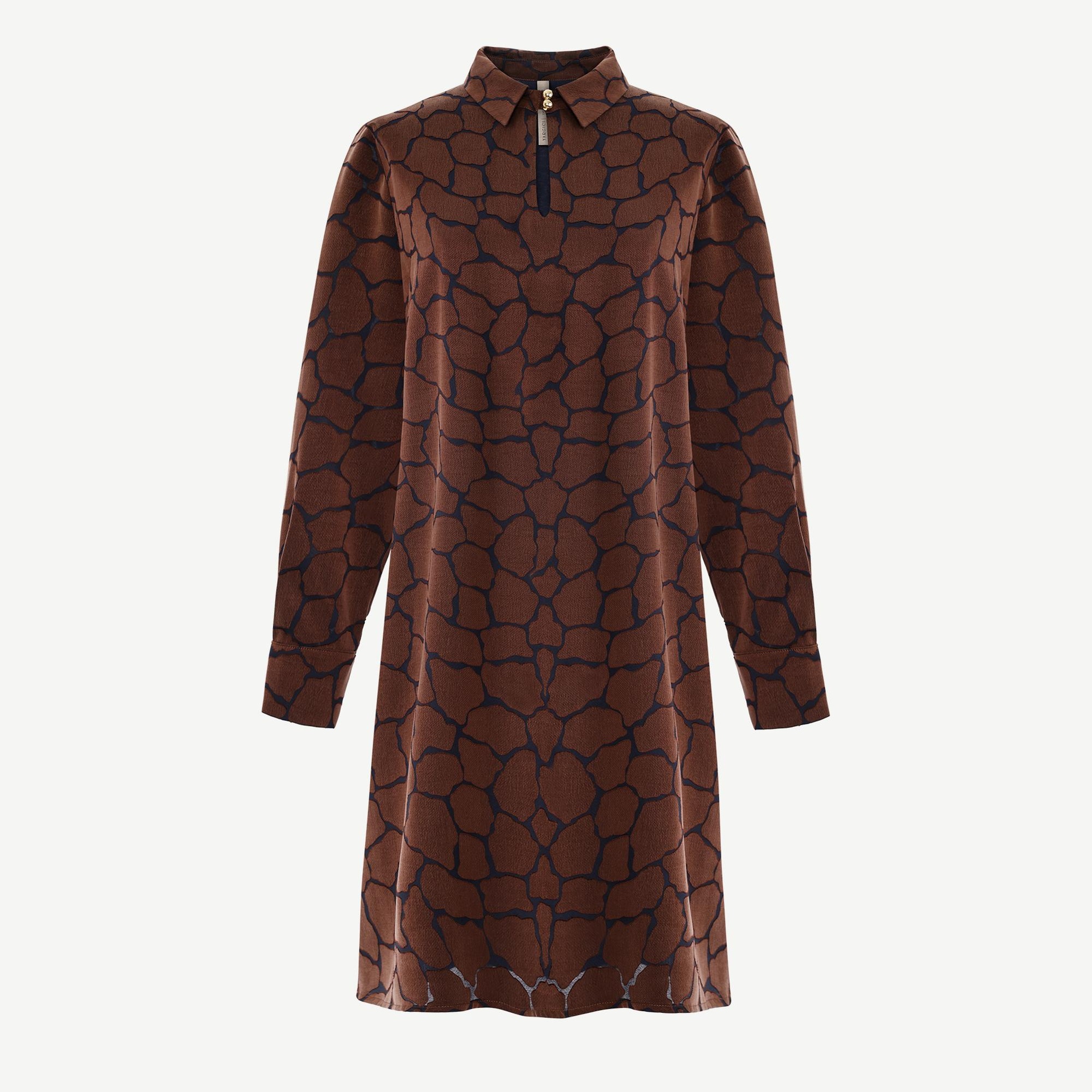 YARGICI A Form Gömlek Yaka Uzun Kol Elbise