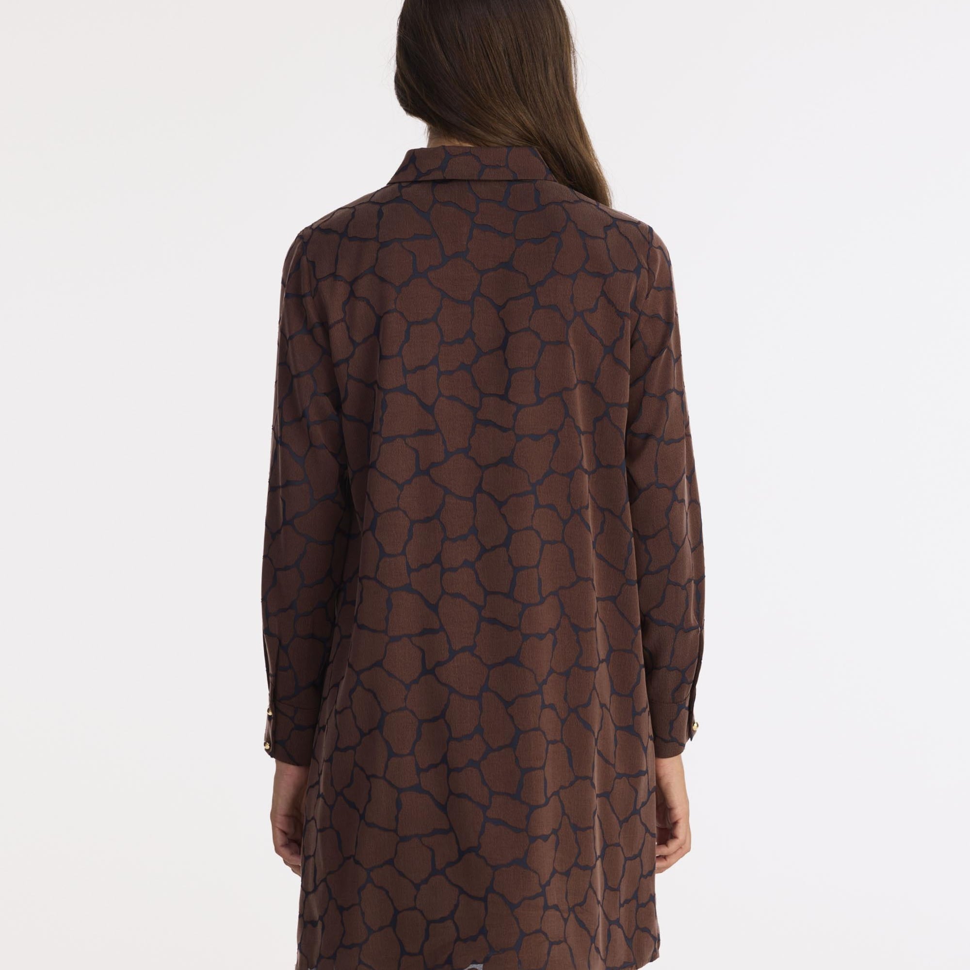 YARGICI A Form Gömlek Yaka Uzun Kol Elbise