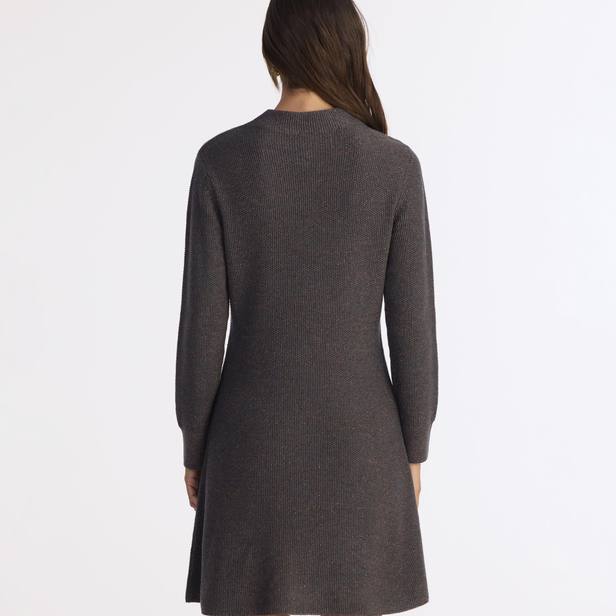 YARGICI A Form Kayık Yaka Uzun Kol Elbise