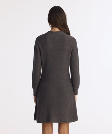  YARGICI A Form Kayık Yaka Uzun Kol Elbise