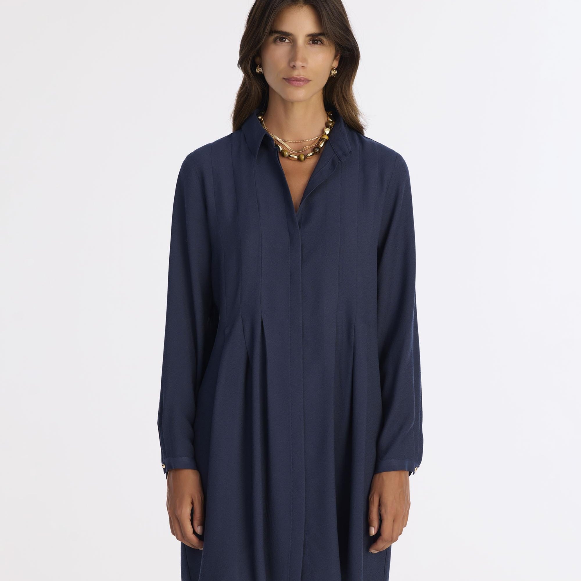 YARGICI Bol Gömlek Yaka Uzun Kol Elbise