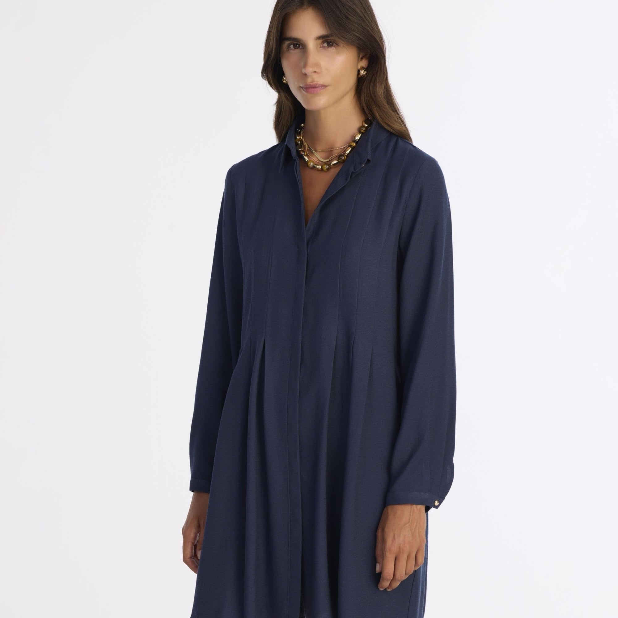 YARGICI Bol Gömlek Yaka Uzun Kol Elbise