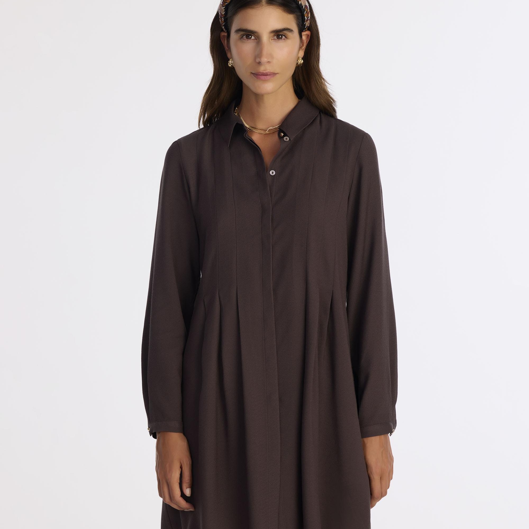 YARGICI Bol Gömlek Yaka Uzun Kol Elbise