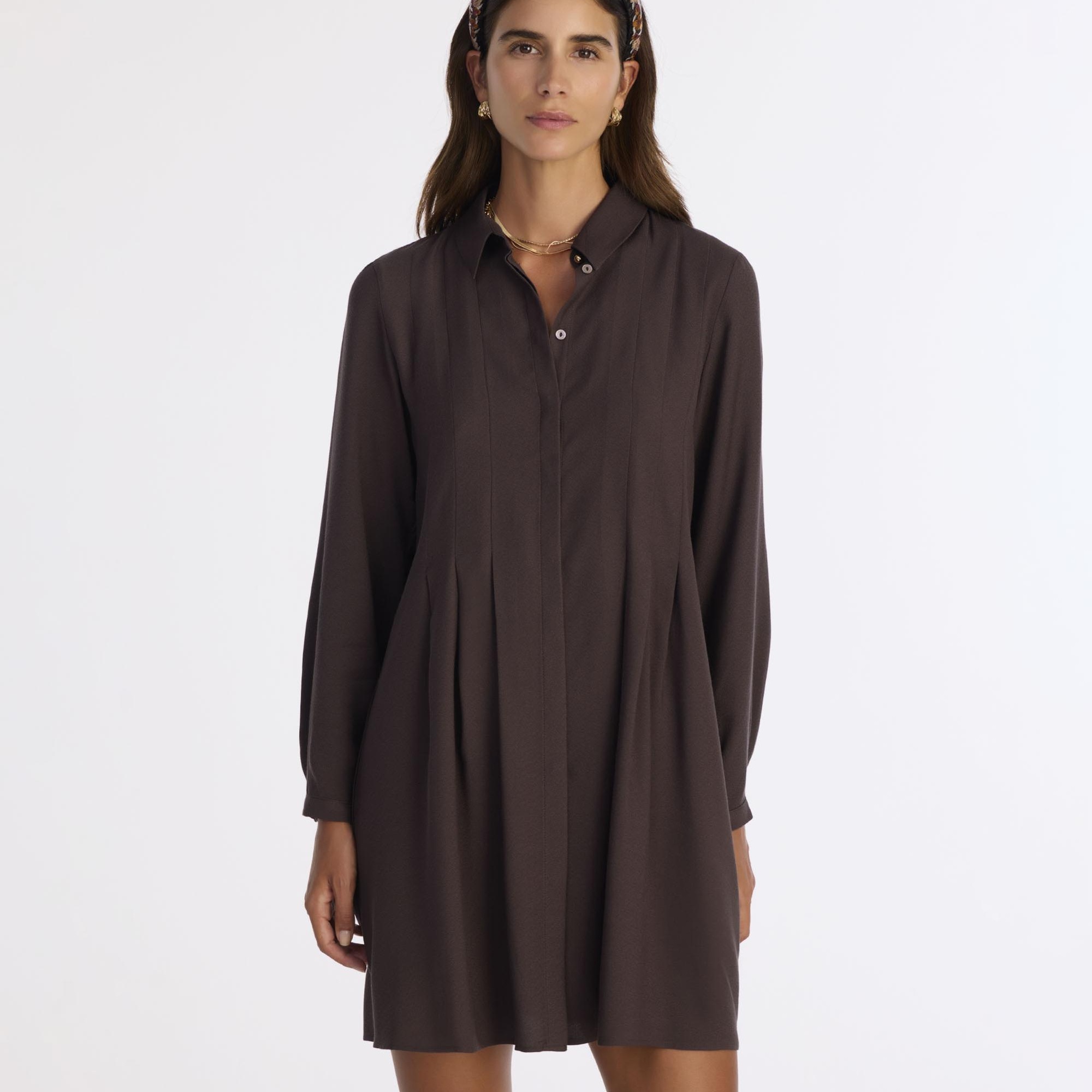 YARGICI Bol Gömlek Yaka Uzun Kol Elbise