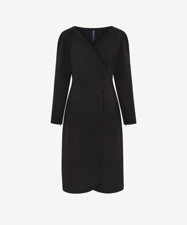  YARGICI Düğmeli Dizaltı Elbise