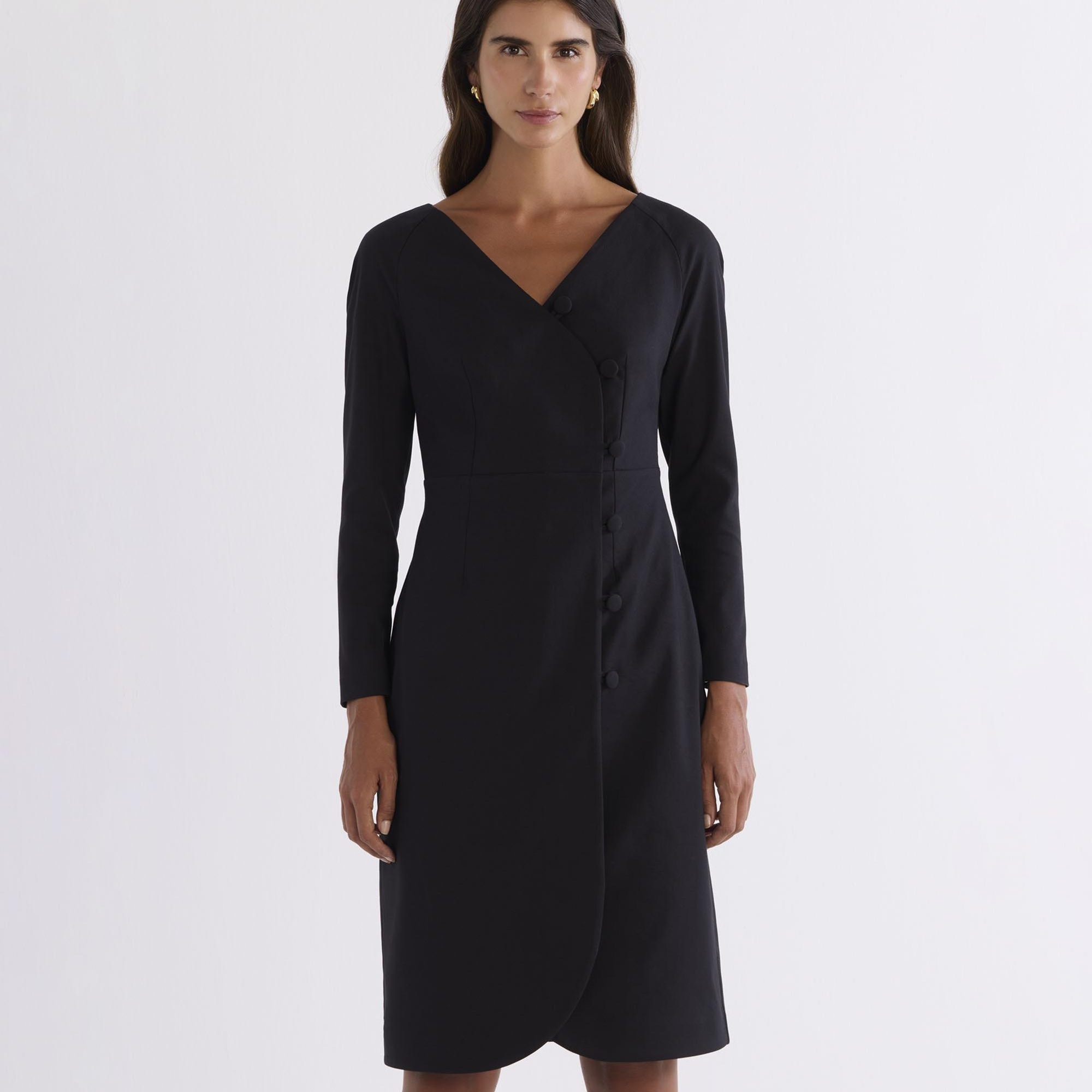 YARGICI Düğmeli Dizaltı Elbise