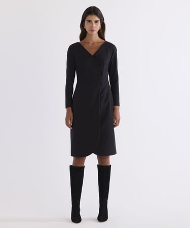  YARGICI Düğmeli Dizaltı Elbise