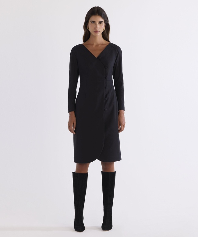  YARGICI Düğmeli Dizaltı Elbise