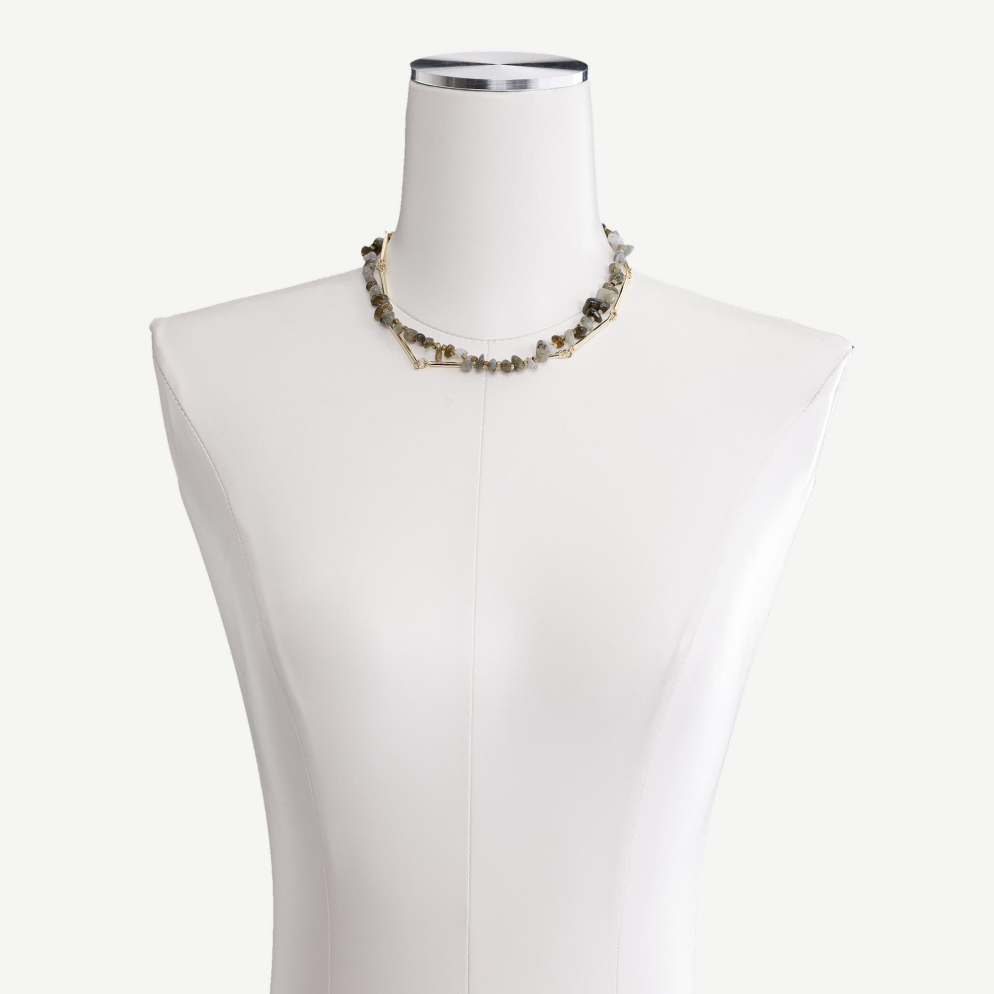 YARGICI İki Sıralı Doğal Taş İçerikli Kolye