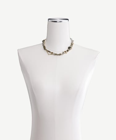  YARGICI İki Sıralı Doğal Taş İçerikli Kolye