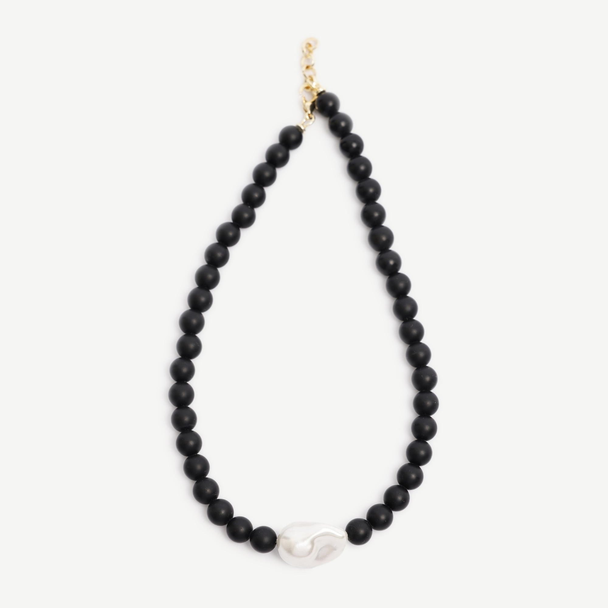 YARGICI Oniks Taşı Ve Mayorka İnci Detaylı Kolye