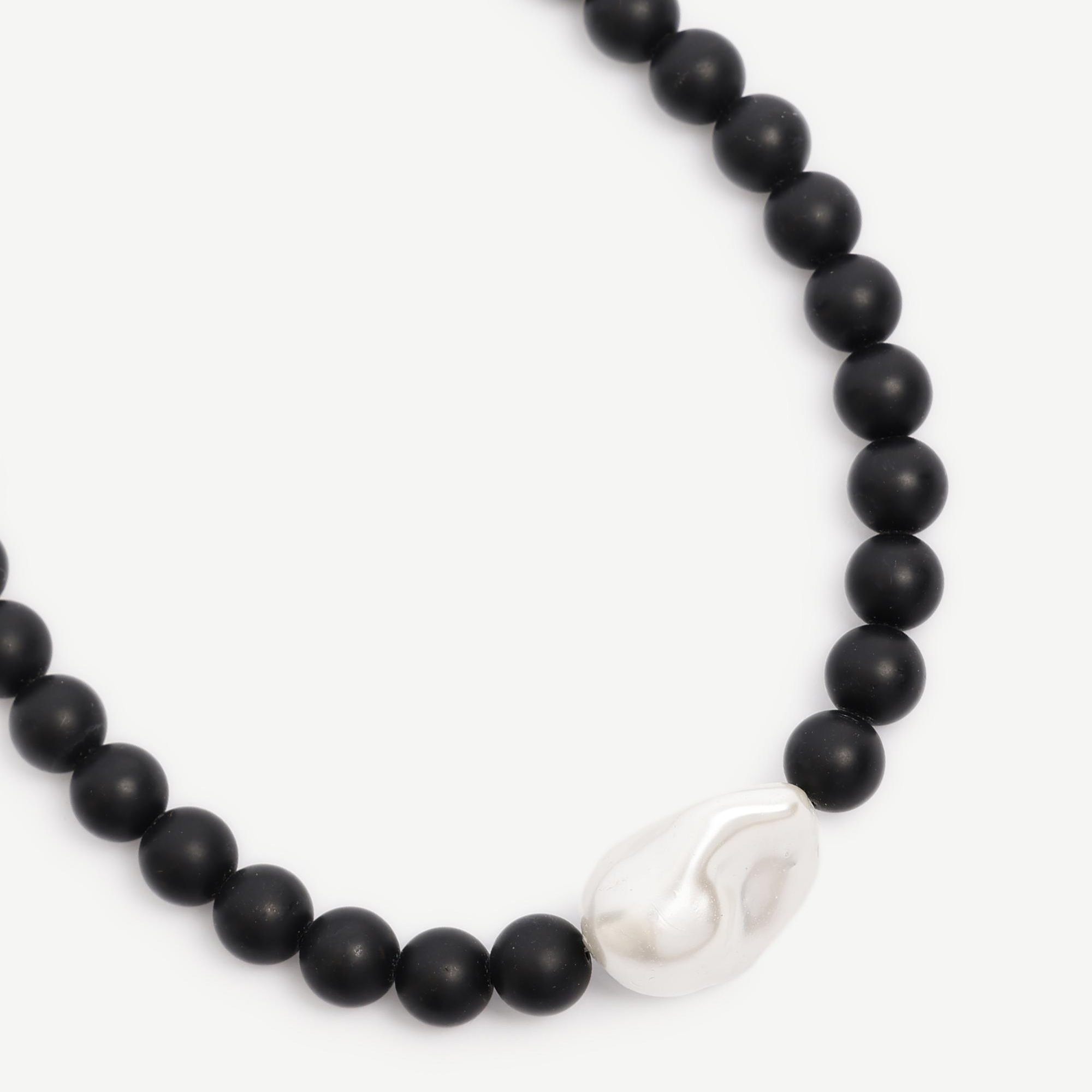 YARGICI Oniks Taşı Ve Mayorka İnci Detaylı Kolye