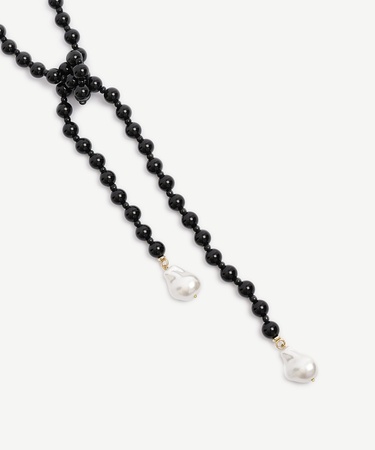  YARGICI Oniks Taşlı Ve Mayorka İncili Uzun Kolye