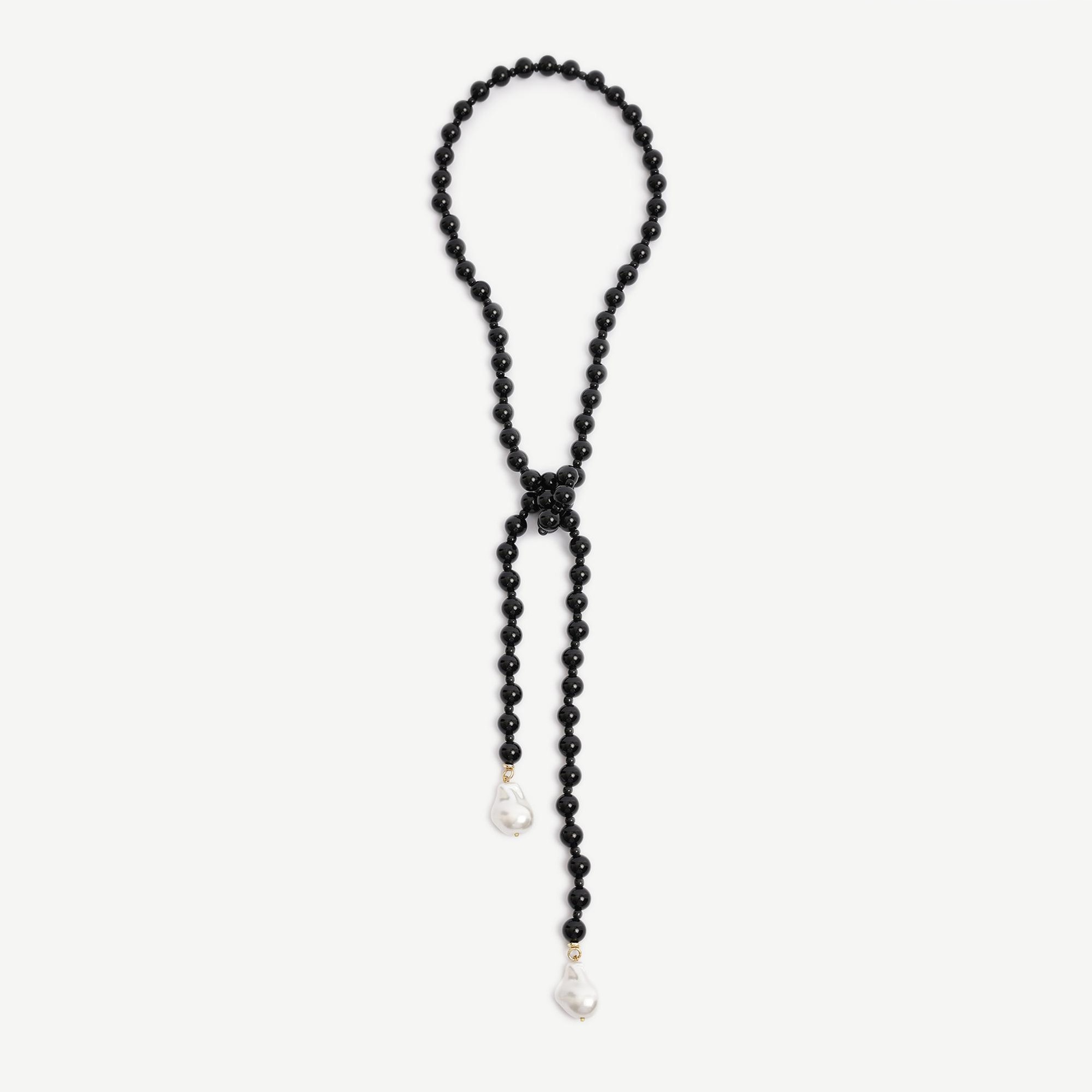 YARGICI Oniks Taşlı Ve Mayorka İncili Uzun Kolye