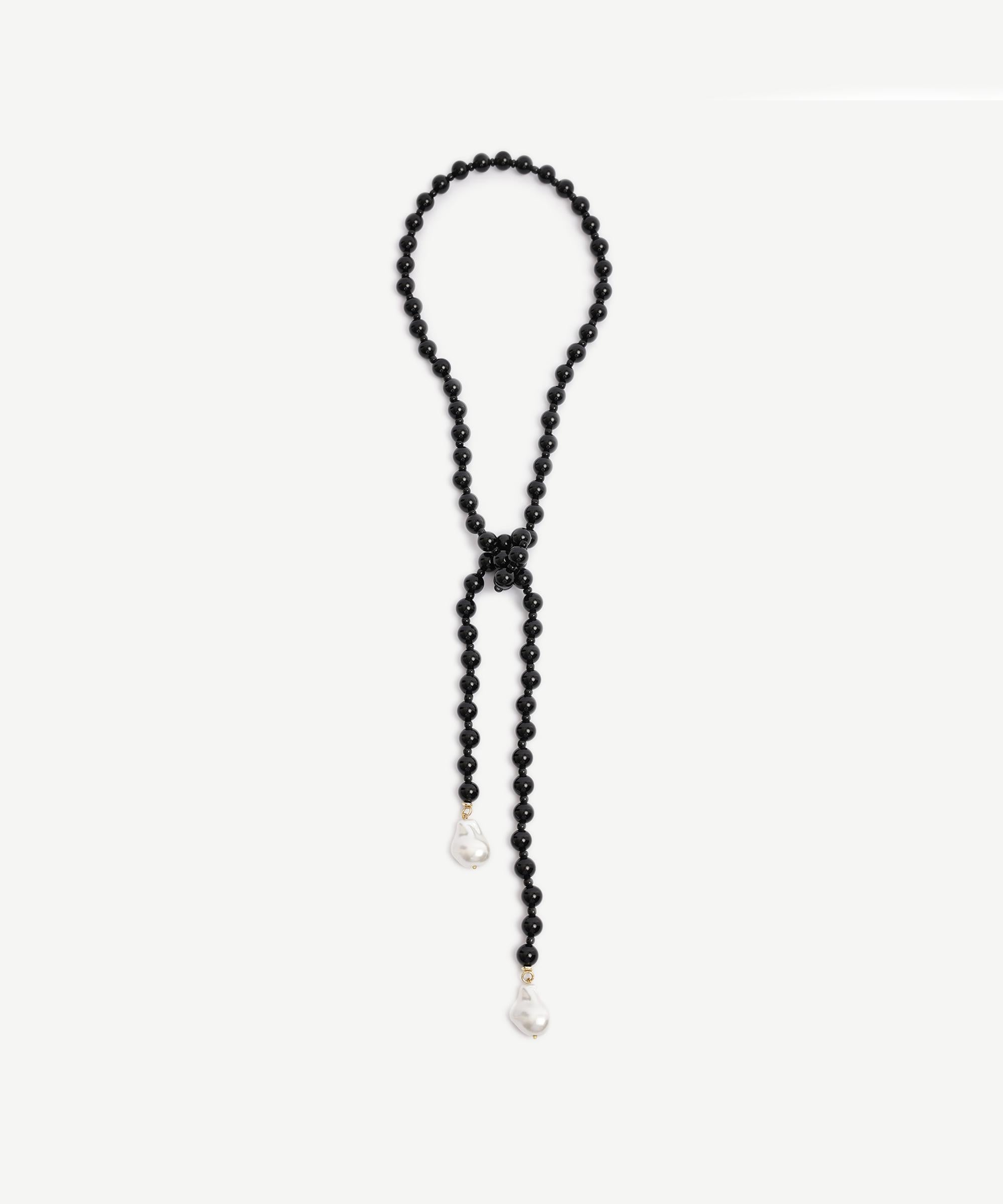  YARGICI Oniks Taşlı Ve Mayorka İncili Uzun Kolye