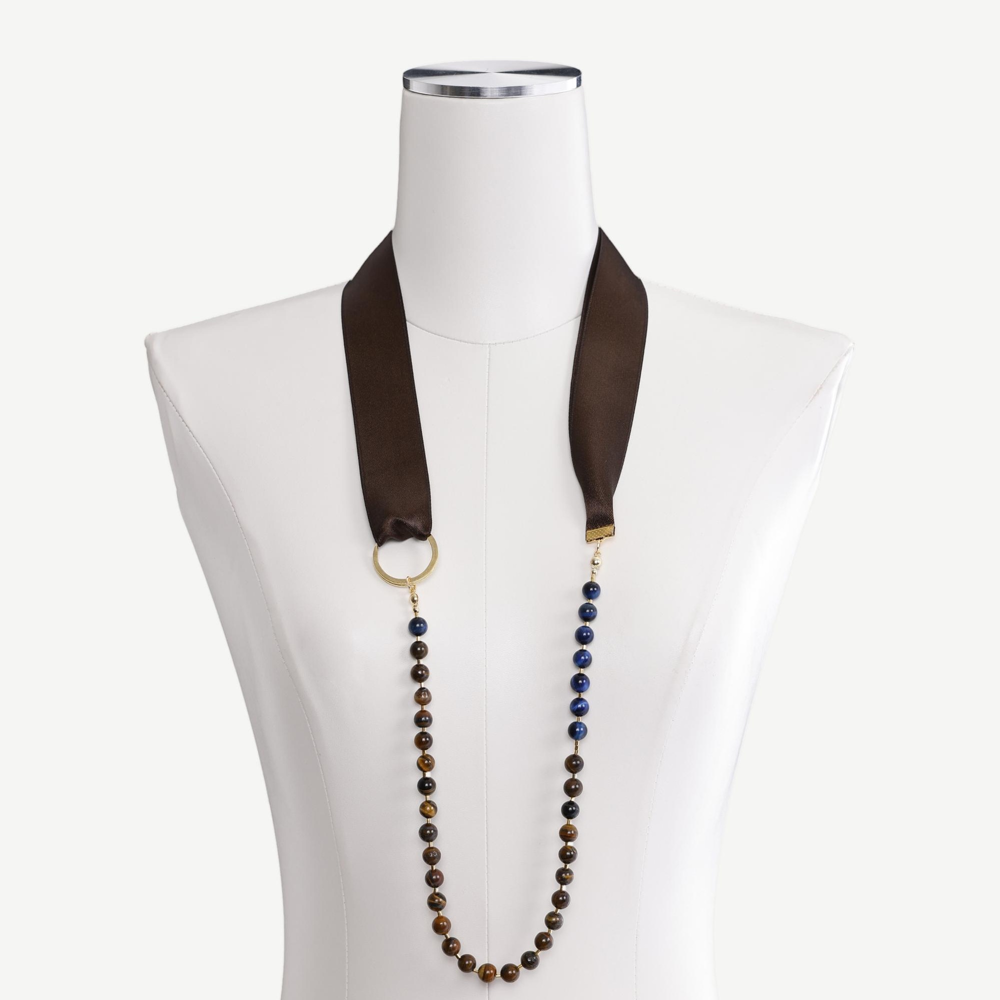 YARGICI Kurdele Detaylı Kaplan Gözü Kolye