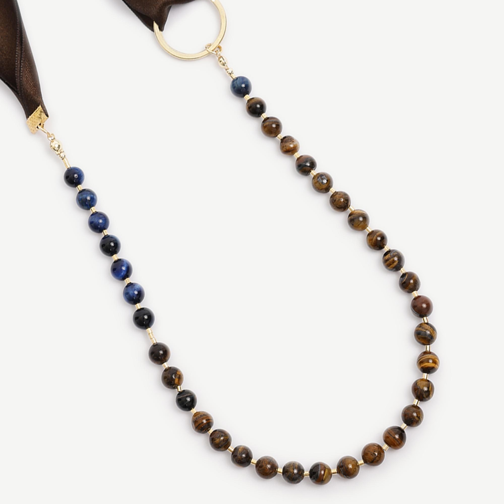 YARGICI Kurdele Detaylı Kaplan Gözü Kolye