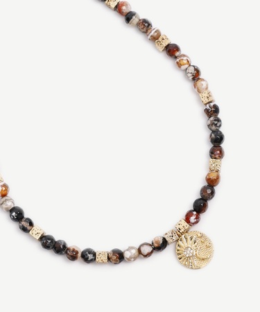  YARGICI Akik Ve Lav Taşı İçerikli Kolye