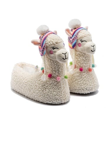  Lama Kadın Hayvanlı Panduf Beyaz 36/41