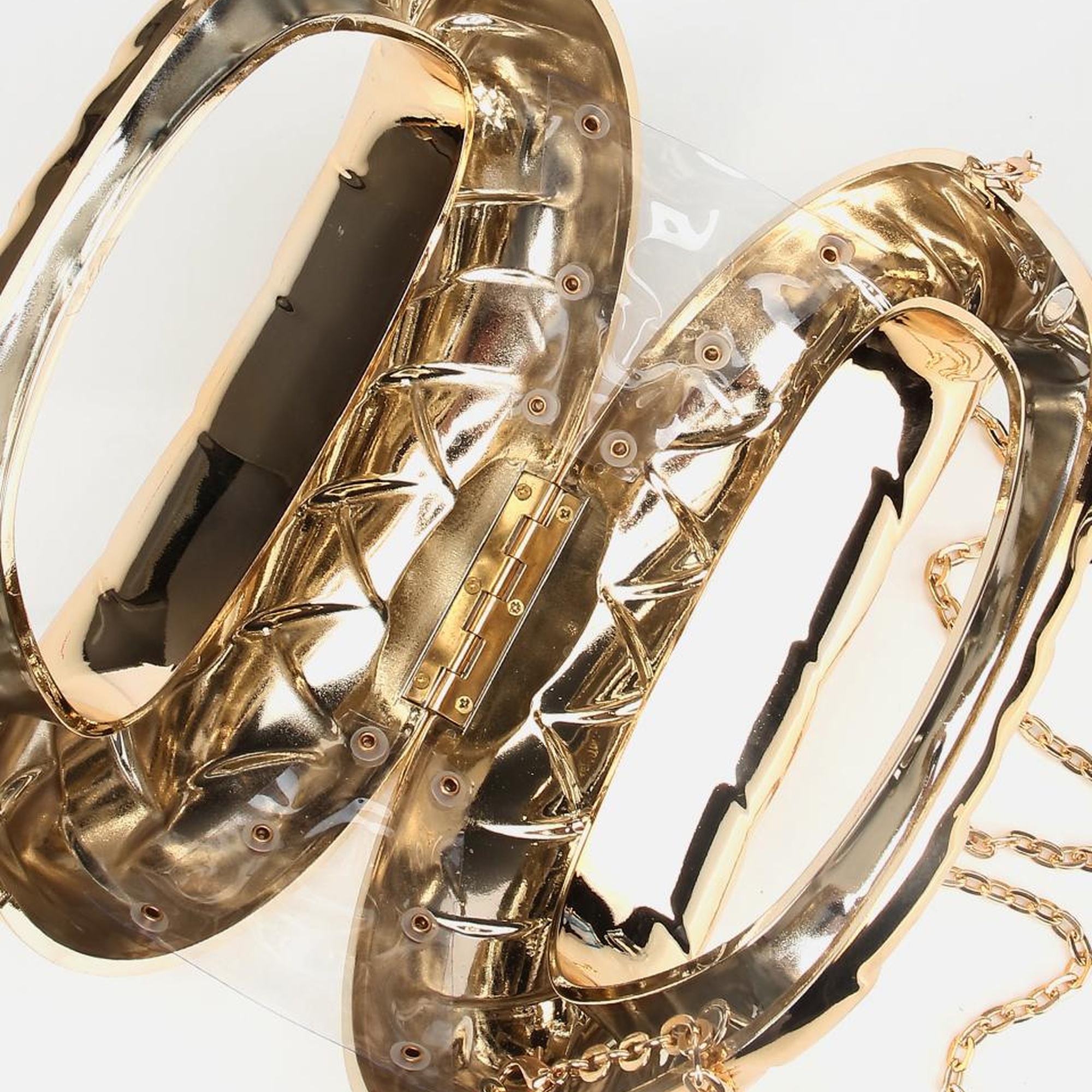 Kadın Gold Metalik Dokulu Portföy Çanta