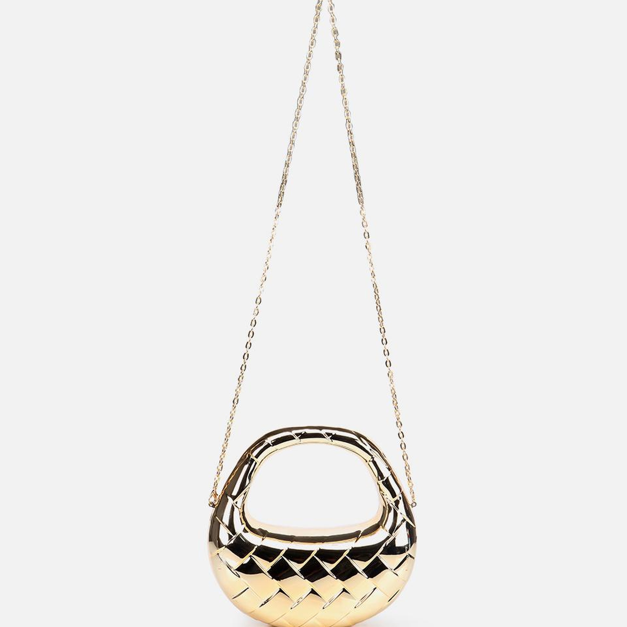 Kadın Gold Metalik Dokulu Portföy Çanta