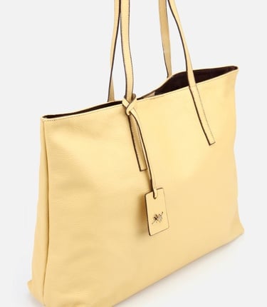  Kadın Deri Sarı Tote Çanta